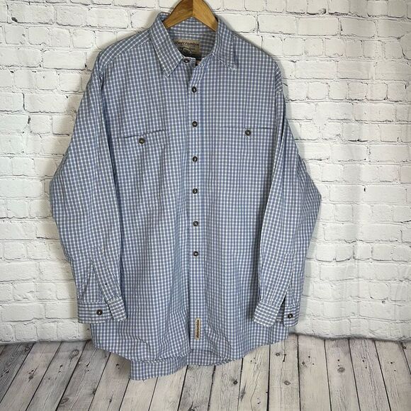 Abercrombie The Big Shirt Saltwater Distressed High Cliff Deep Water Shirt L Lar - Picture 1 of 8